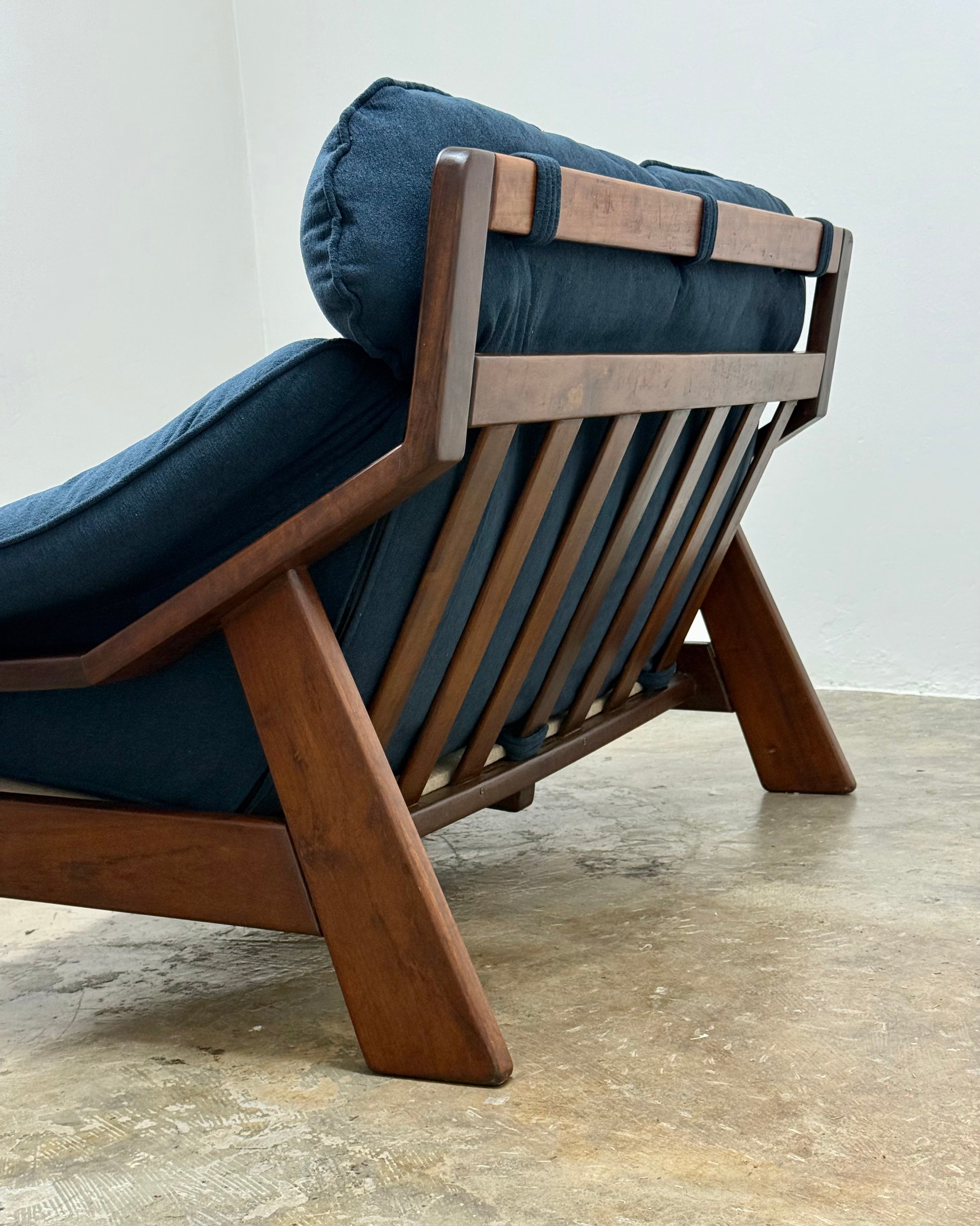 MID-CENTURY IMBUIA TWO SEATER SOFA