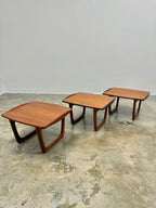 3 x DANISH TEAK SIDE TABLE SET