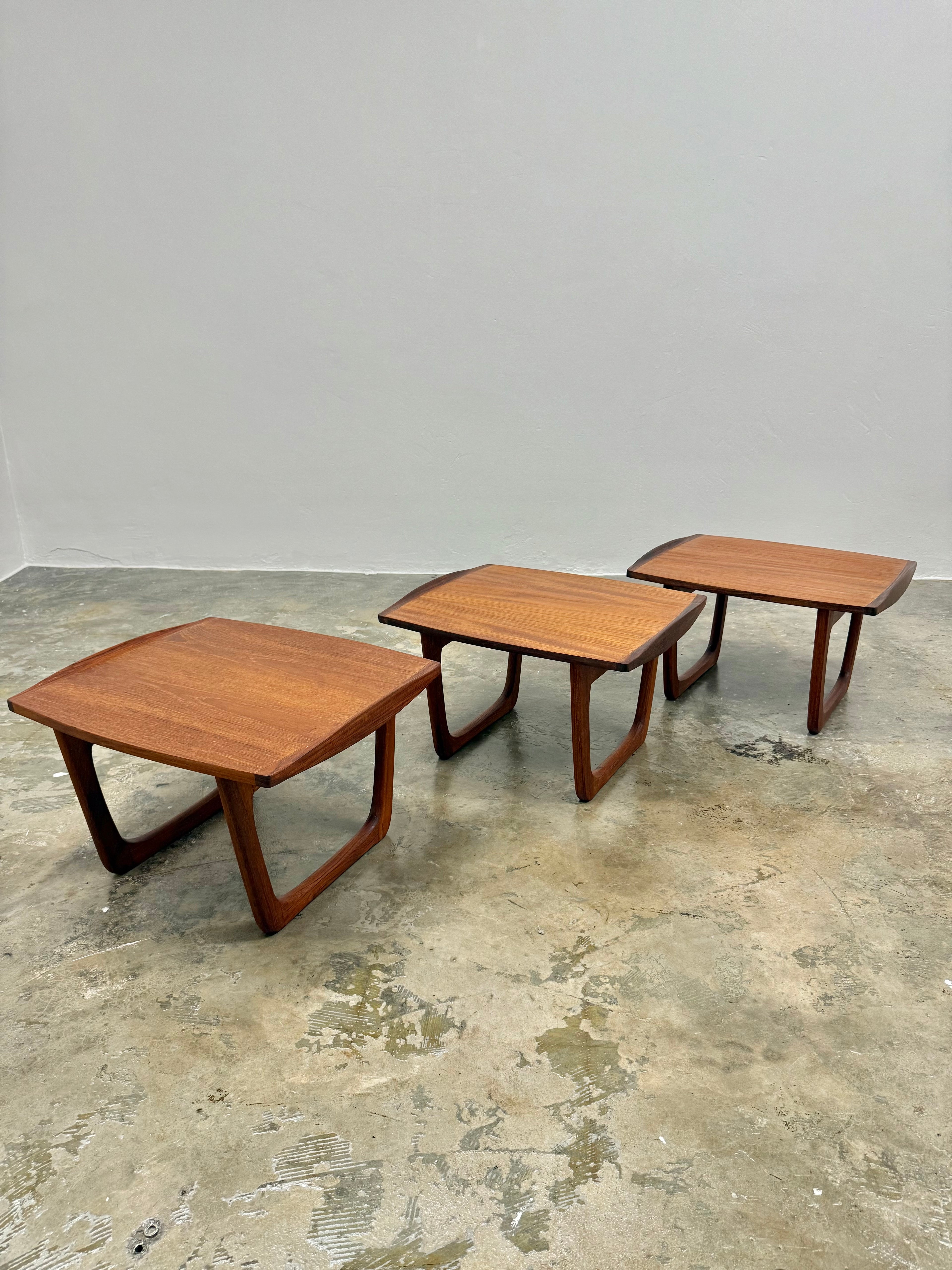 3 x DANISH TEAK SIDE TABLE SET