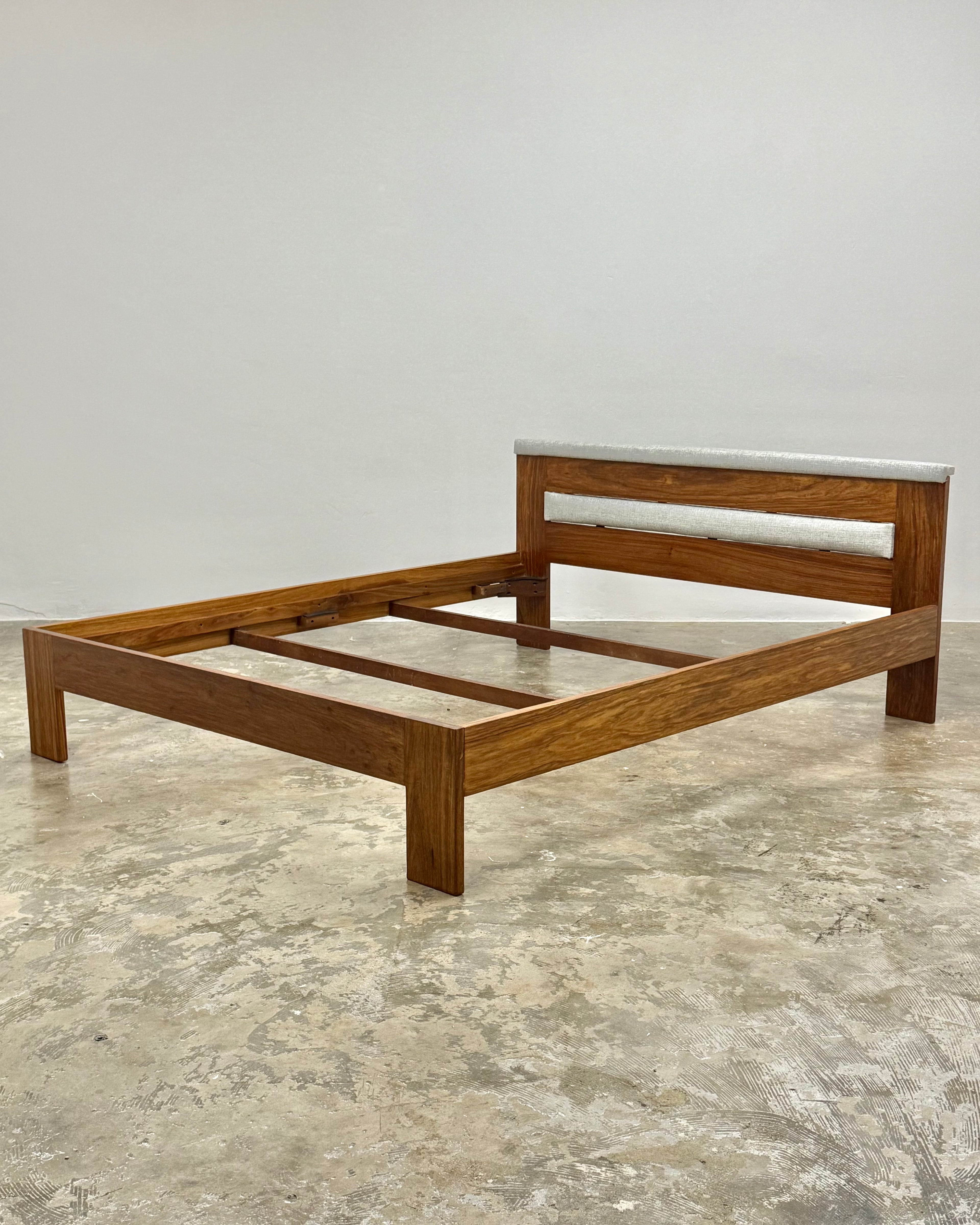 MID-CENTURY QUEEN HEADBOARD & BASE IN KIAAT