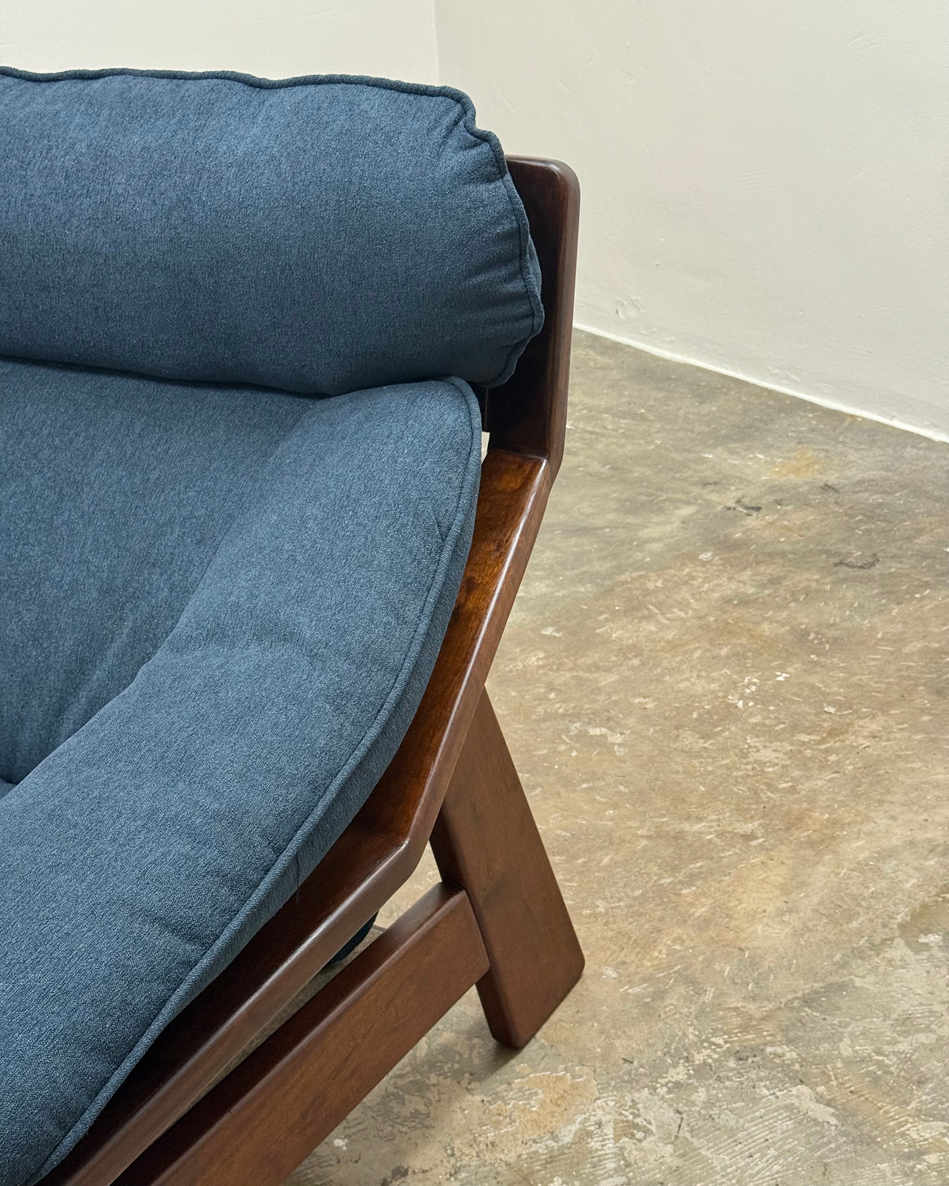 MID-CENTURY IMBUIA TWO SEATER SOFA