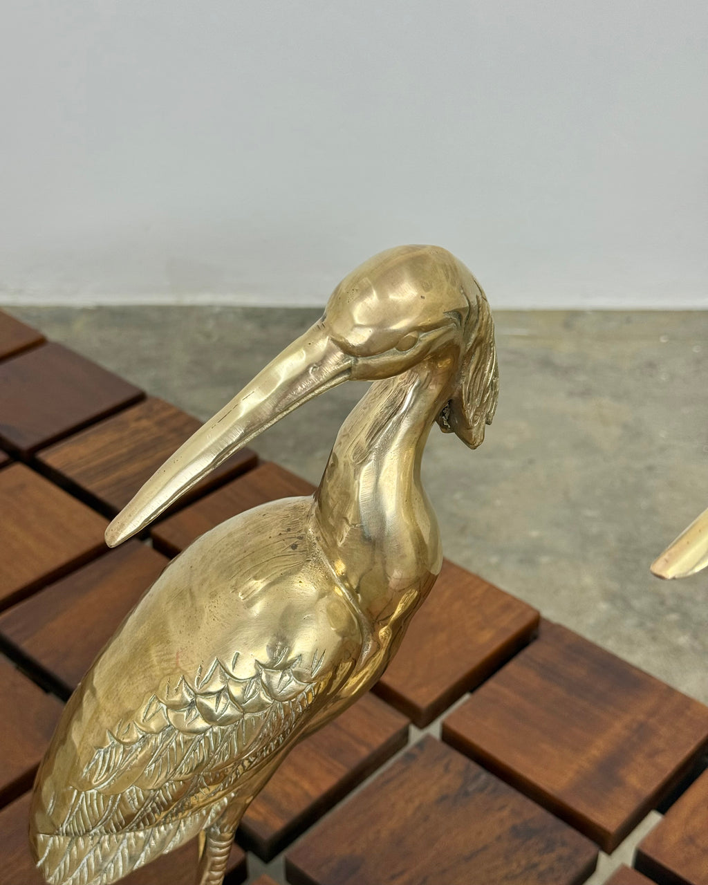 PAIR OF VINTAGE SOLID BRASS HERONS