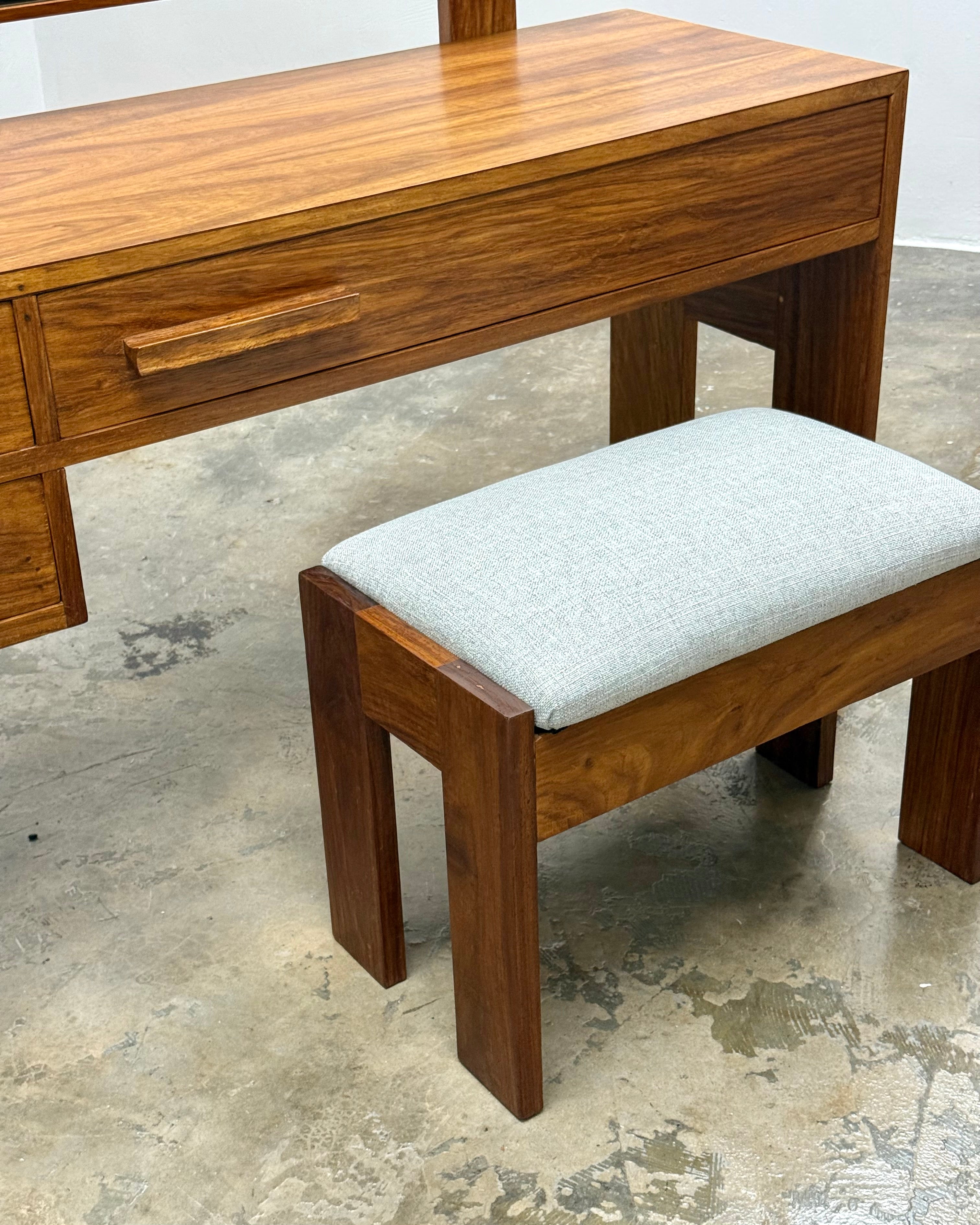 MID-CENTURY DRESSING TABLE & STOOL IN KIAAT