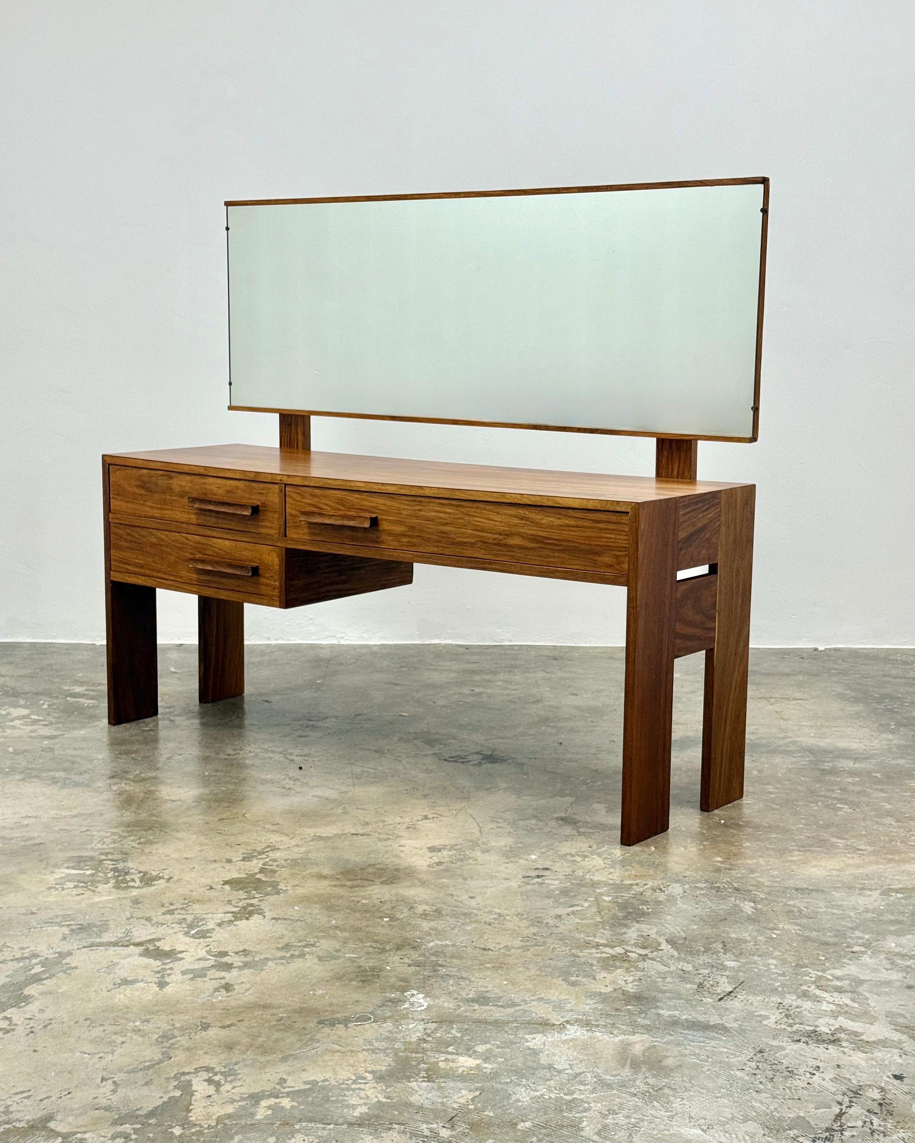 MID-CENTURY DRESSING TABLE & STOOL IN KIAAT