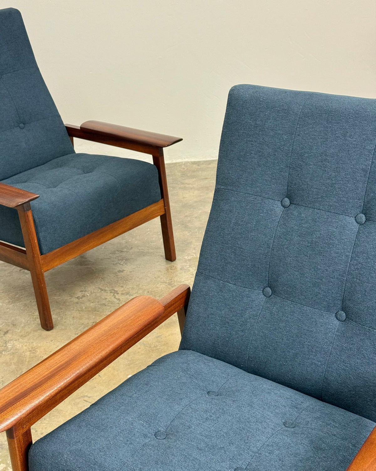 MID-CENTURY ARMCHAIR PAIR - SAPELE MAHOGANY